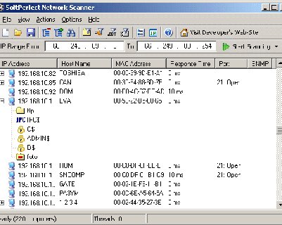 SoftPerfect Network Scanner -- поиск открытых ресурсов