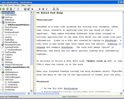 wikidPad -- Wiki-подобная записная книга с экспортом в html