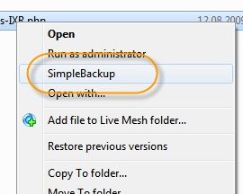 SimpleBackup -- бэкап в один клик