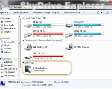 Skydrive Explorer позволяет работать с онлайновыми файлами как с обычными