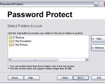 Password Protect Folders -- программа для защиты папок паролем