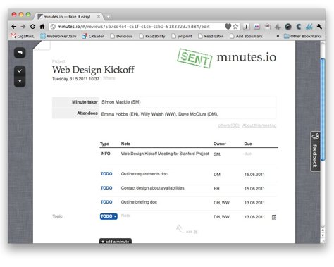 Minutes.io помогает сортировать и разослать результаты встречи участникам